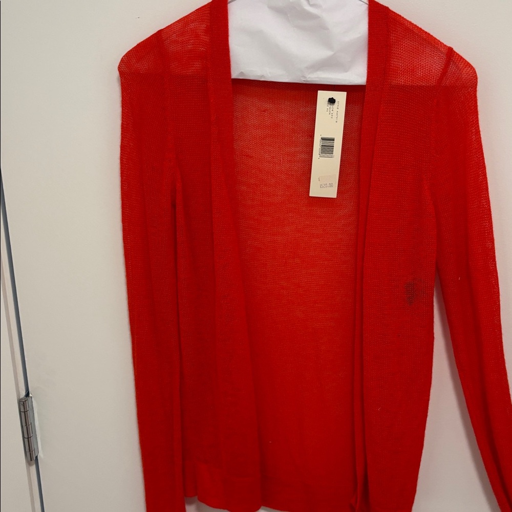 Donna Karen New York Fine Cashmere Cardigan Orange Red- NWT Size XS Luxury